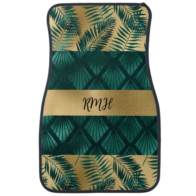 Teal and Gold Initial Car Floor Mat (Front)