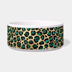 Teal and Gold Leopard Series Design 14 Bowl
