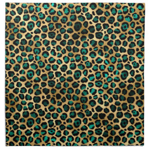 Teal and Gold Leopard Series Design 14 Cloth Napkin