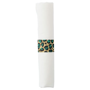 Teal and Gold Leopard Series Design 14 Napkin Bands