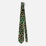 Teal and Gold Leopard Series Design 14  Neck Tie