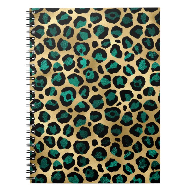 Teal and Gold Leopard Series Design 14 Notebook (Front)