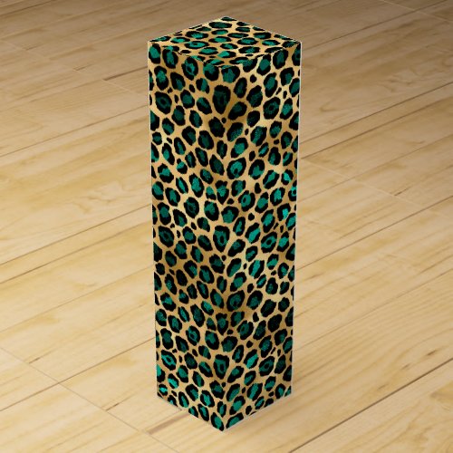 Teal and Gold Leopard Series Design 14  Wine Box