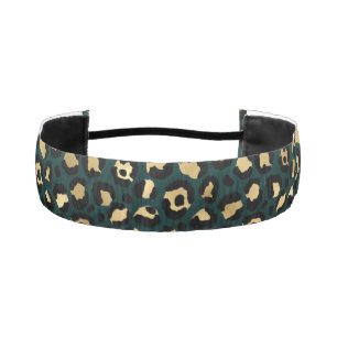 Teal and Gold Leopard Series Design 1 Athletic Headband