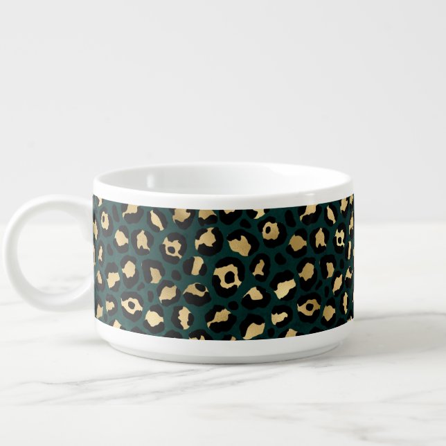Teal and Gold Leopard Series Design 1  Bowl (Right)