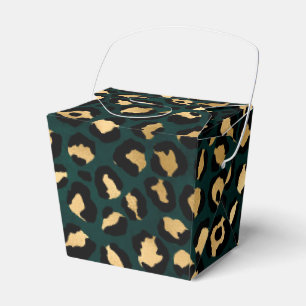 Teal and Gold Leopard Series Design 1 Favor Boxes