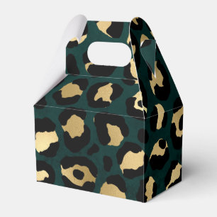 Teal and Gold Leopard Series Design 1 Favor Boxes