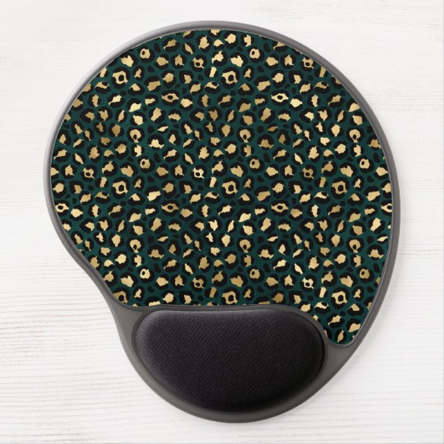 Teal and Gold Leopard Series Design 1  Gel Mouse Pad (Front)