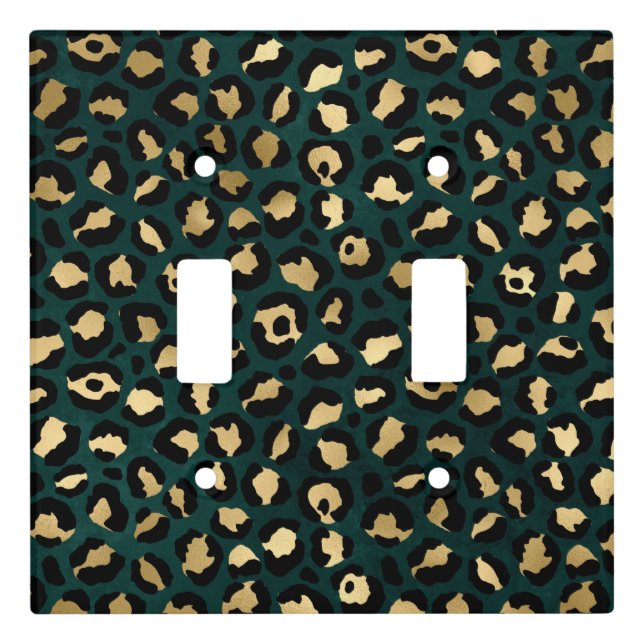 Teal and Gold Leopard Series Design 1  Light Switch Cover (Front)