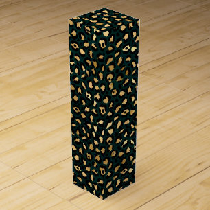 Teal and Gold Leopard Series Design 1 Wine Box