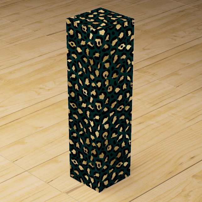 Teal and Gold Leopard Series Design 1 Wine Box (Front)