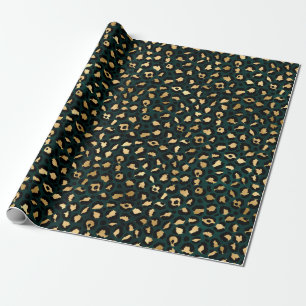 Teal and Gold Leopard Series Design 1 Wrapping Paper