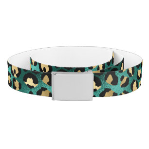 Teal and Gold Leopard Series Design 3 Belt