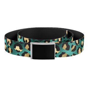 Teal and Gold Leopard Series Design 3 Belt