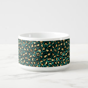 Teal and Gold Leopard Series Design 3  Bowl