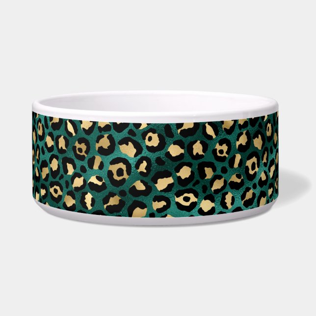 Teal and Gold Leopard Series Design 3  Bowl (Front)