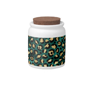 Teal and Gold Leopard Series Design 3  Candy Jar