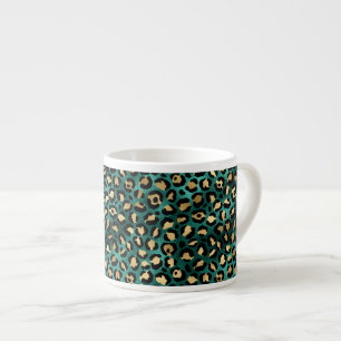 Teal and Gold Leopard Series Design 3  Espresso Cup