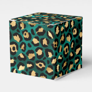 Teal and Gold Leopard Series Design 3 Favor Boxes