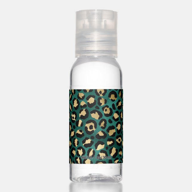 Teal and Gold Leopard Series Design 3 Hand Sanitizer (Front)