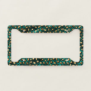 Teal and Gold Leopard Series Design 3   License Plate Frame
