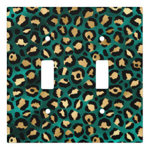 Teal and Gold Leopard Series Design 3  Light Switch Cover