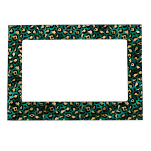 Teal and Gold Leopard Series Design 3 Magnetic Frame