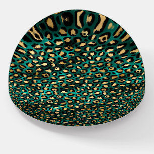 Teal and Gold Leopard Series Design 3 Paperweight