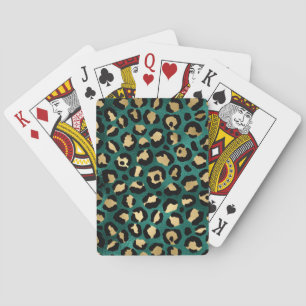 Teal and Gold Leopard Series Design 3   Poker Cards