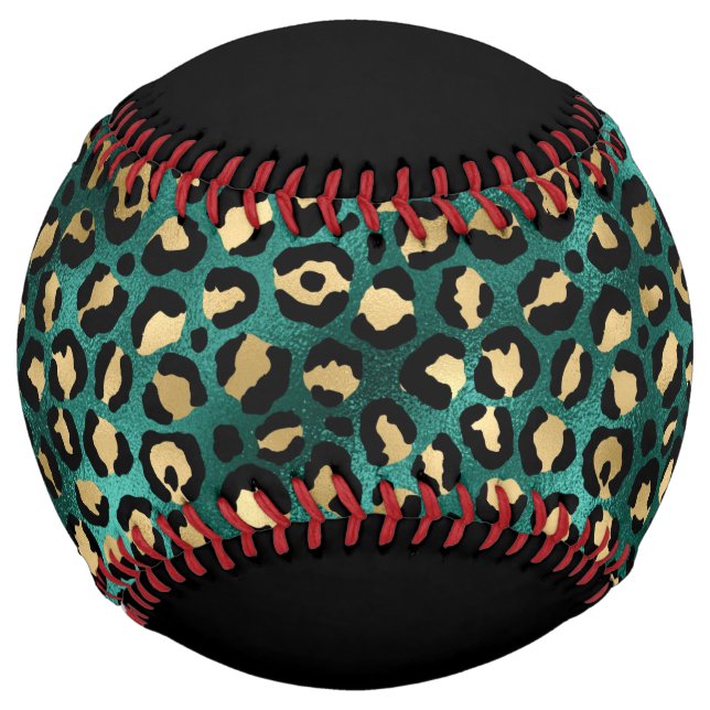 Teal and Gold Leopard Series Design 3  Softball (Front)