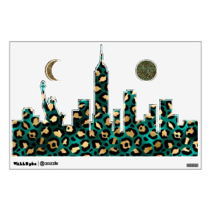 Teal and Gold Leopard Series Design 3  Wall Decal