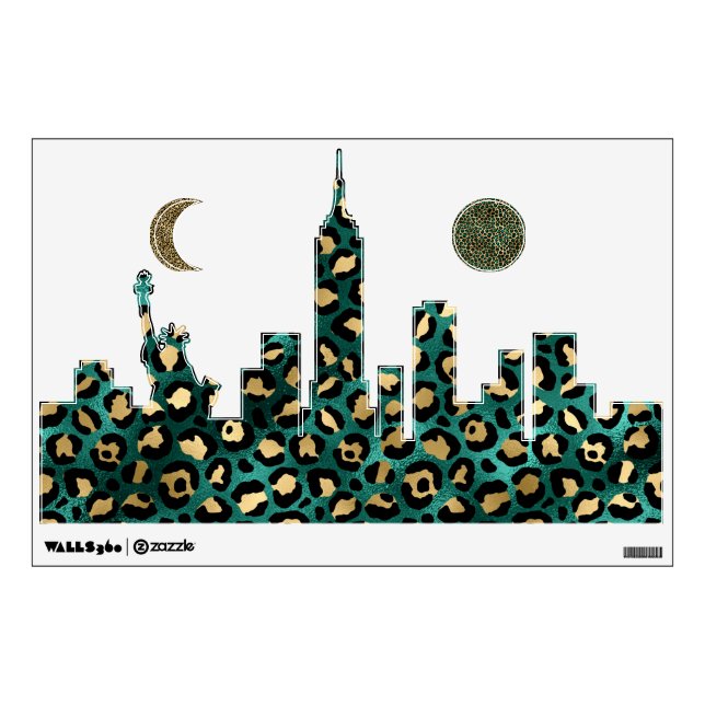 Teal and Gold Leopard Series Design 3  Wall Decal (Front)