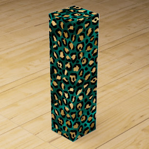 Teal and Gold Leopard Series Design 3 Wine Box