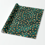 Teal and Gold Leopard Series Design 3  Wrapping Paper