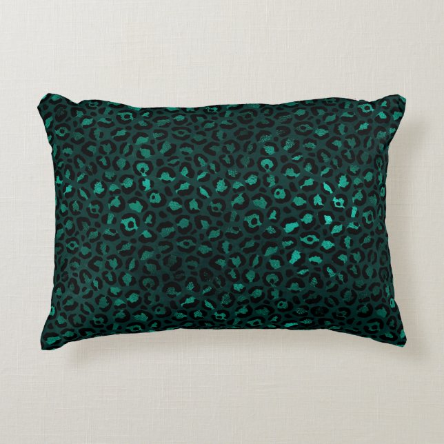 Teal and Gold Leopard Series Design 4  Accent Pillow (Front)