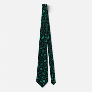 Teal and Gold Leopard Series Design 4 Neck Tie