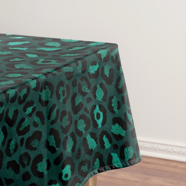 Teal and Gold Leopard Series Design 4  Tablecloth (In Situ)