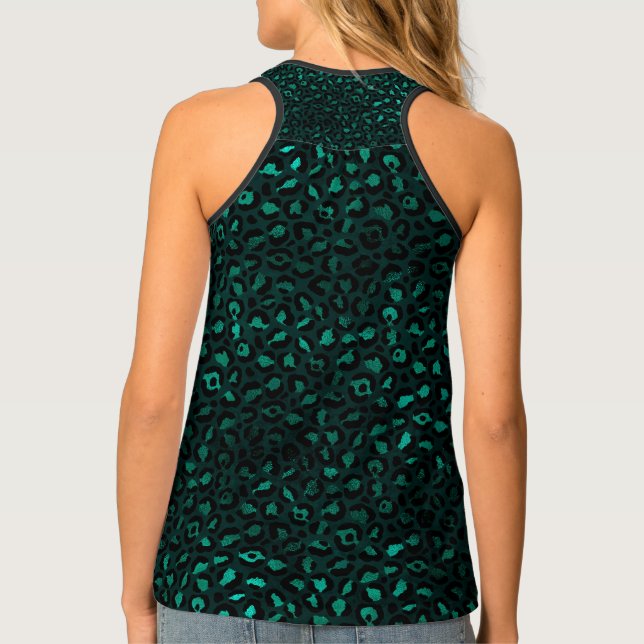 Teal and Gold Leopard Series Design 4  Tank Top (Back)