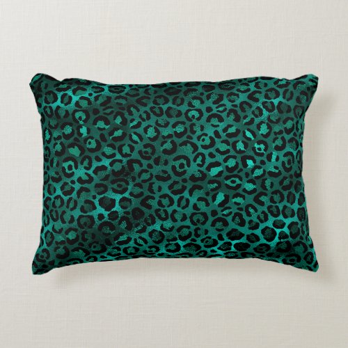 Teal and Gold Leopard Series Design 5 Accent Pillow