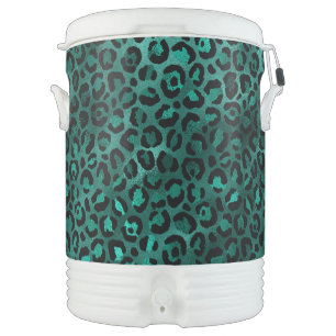 Teal and Gold Leopard Series Design 5 Beverage Cooler