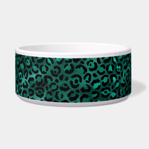 Teal and Gold Leopard Series Design 5 Bowl