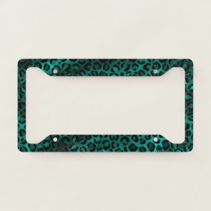 Teal and Gold Leopard Series Design 5 License Plate Frame