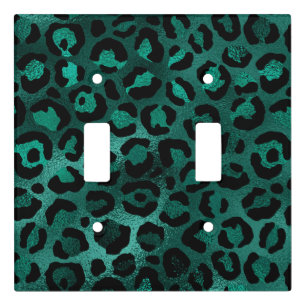 Teal and Gold Leopard Series Design 5 Light Switch Cover