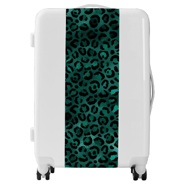Teal and Gold Leopard Series Design 5  Luggage (Front)