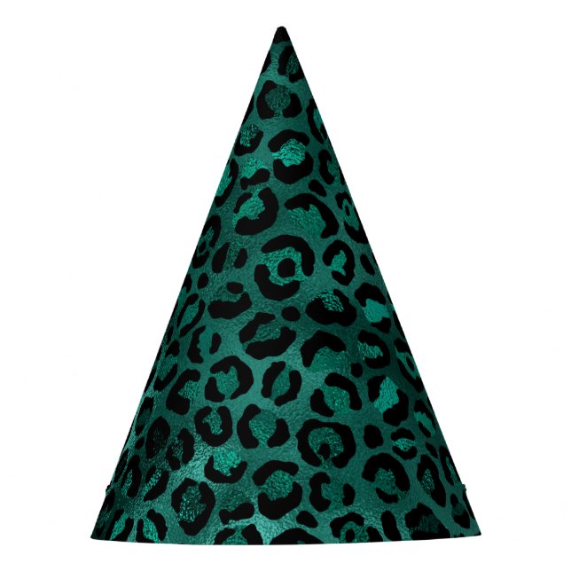 Teal and Gold Leopard Series Design 5 Party Hat (Front)