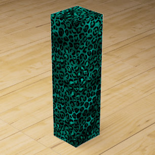 Teal and Gold Leopard Series Design 5 Wine Box