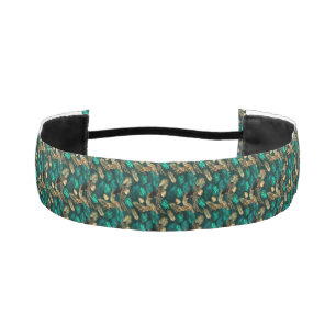 Teal and Gold Leopard Series Design 7 Athletic Headband