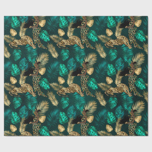 Teal and Gold Leopard Series Design 7  Wrapping Paper