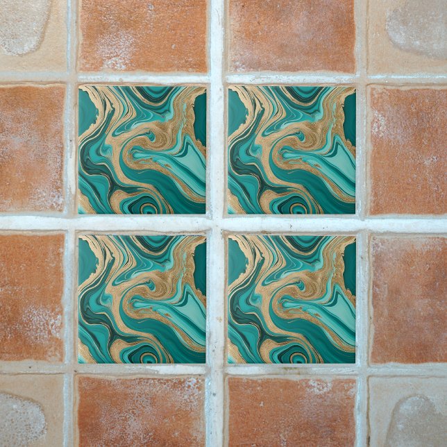 Teal and Gold Marble Ceramic Tile (Creator Uploaded)