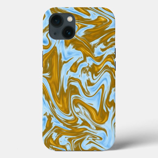 Teal And Gold Marble, iPhone 13 Case (Back)